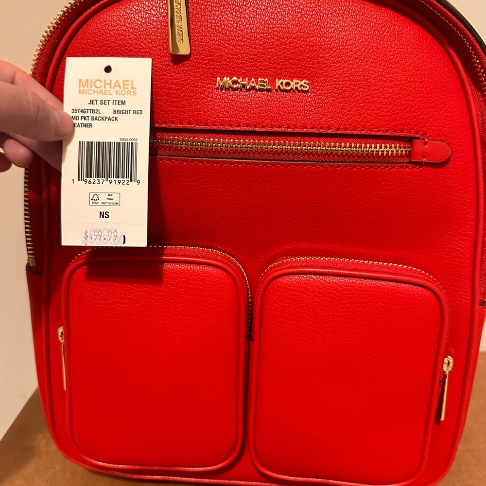 Michael Kors Bright Red Backpack